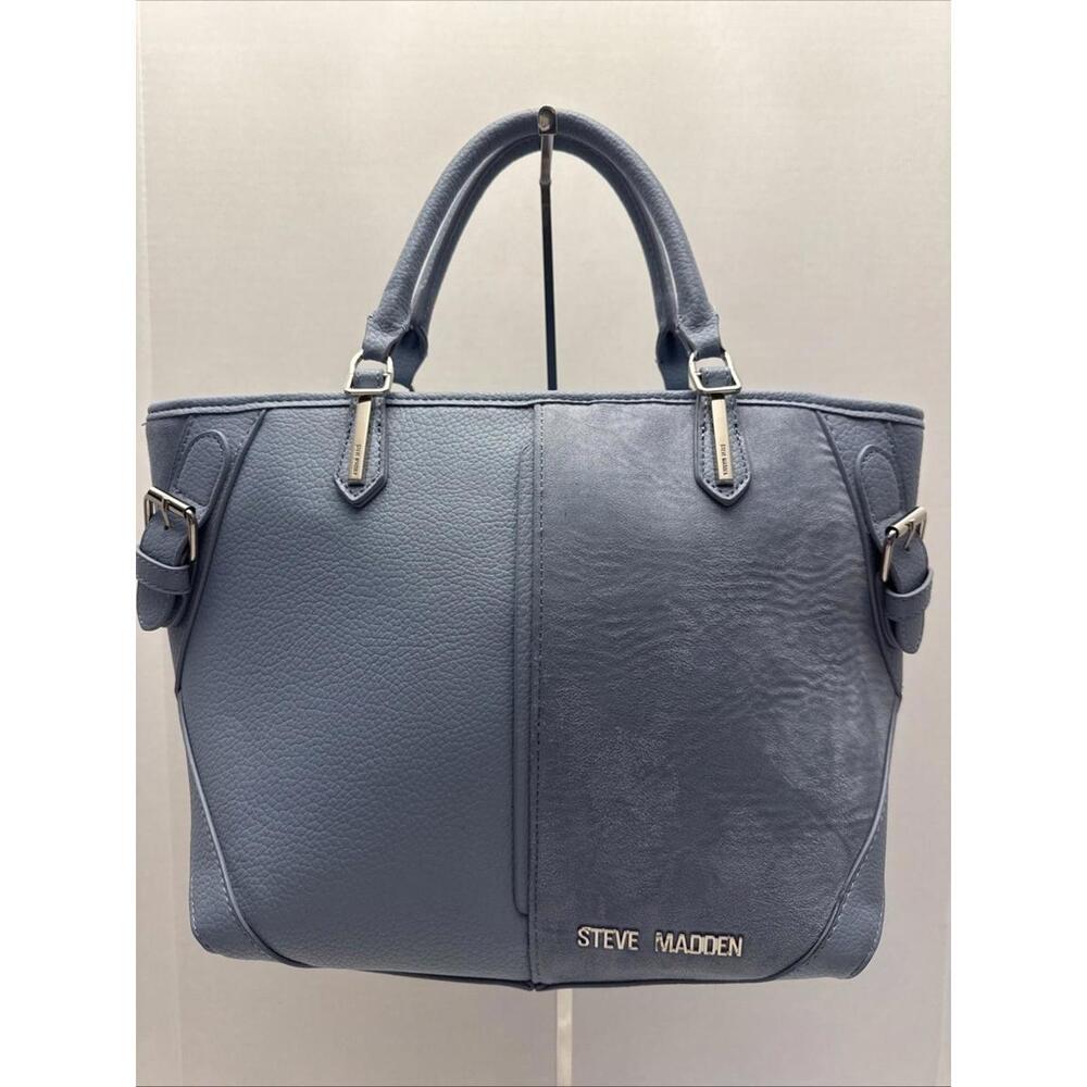 Steve Madden Buckle Shoulder Handbag Blue Leather Bag Purse